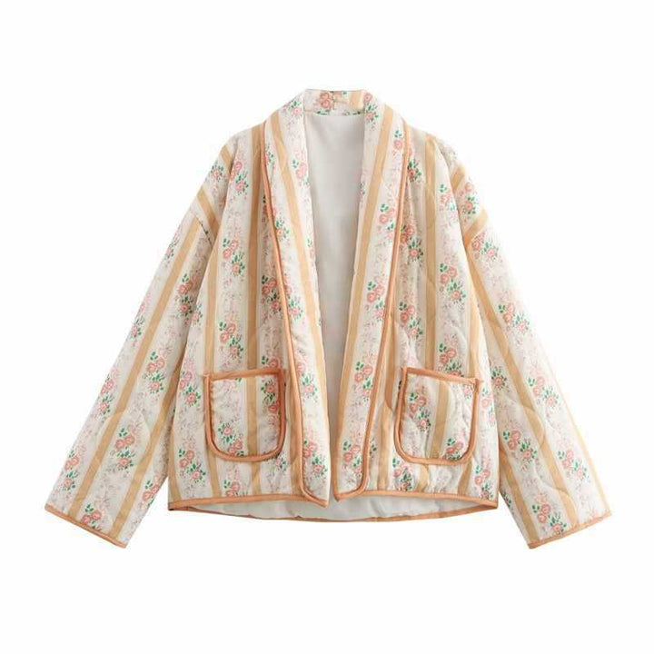 Damer quiltad blomjacka med lyxig design Mirla-Eva Jonsson