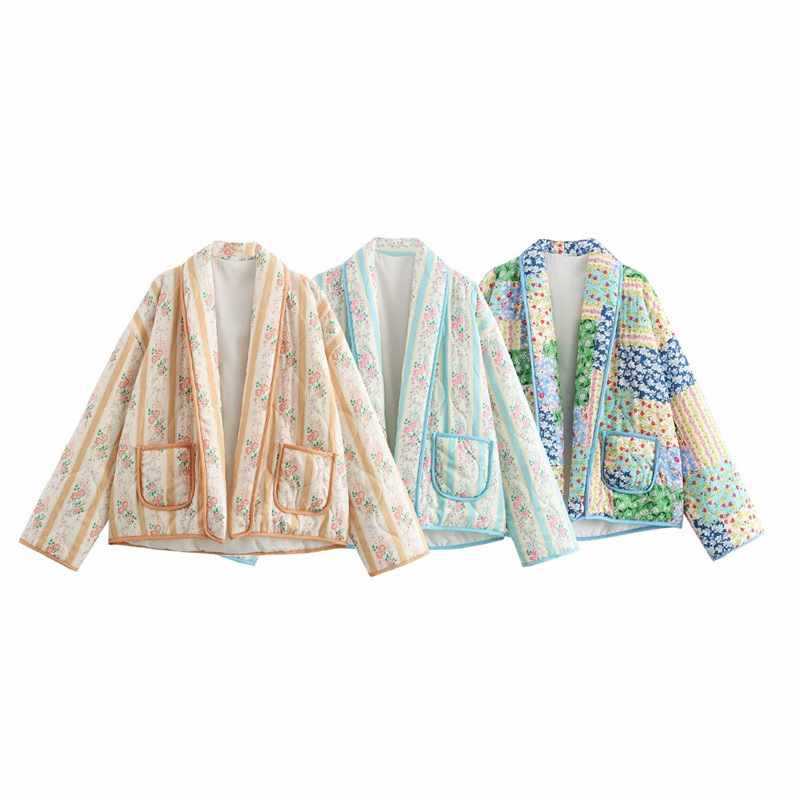 Damer quiltad blomjacka med lyxig design Mirla-Eva Jonsson