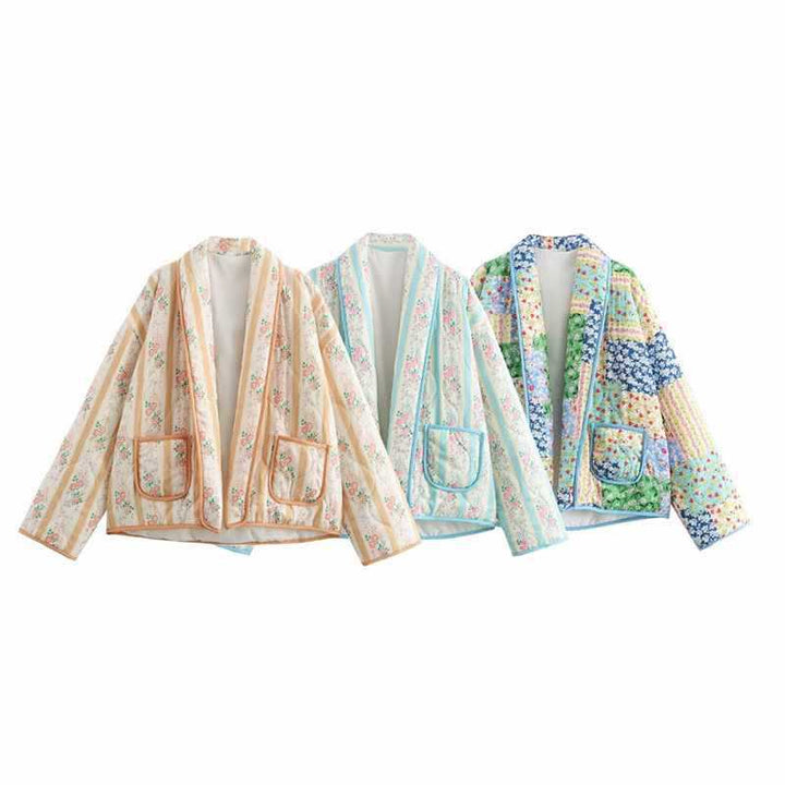 Damer quiltad blomjacka med lyxig design Mirla-Eva Jonsson
