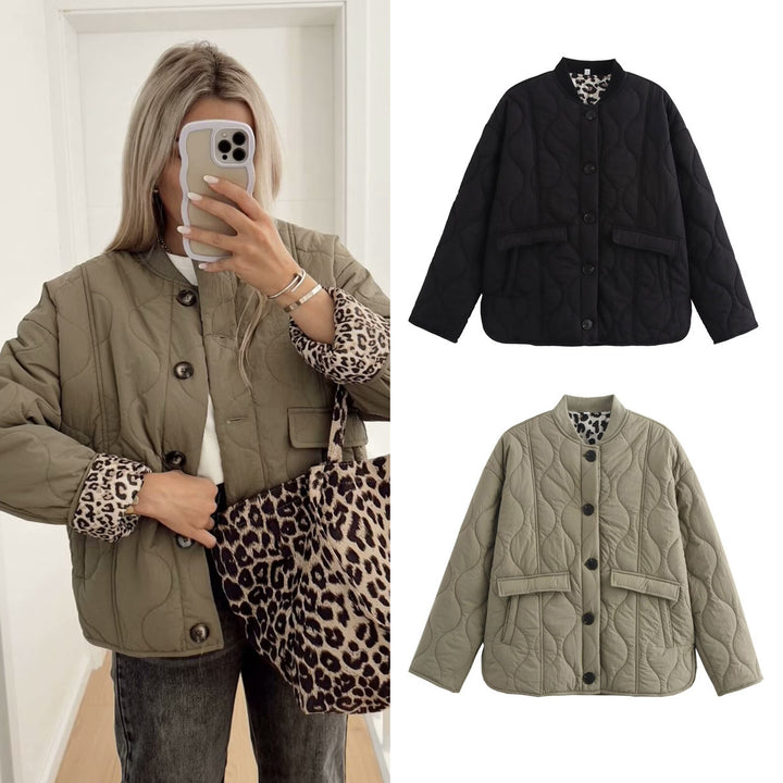Damer quiltad jacka i avslappnad oversized stil med trendiga knapppdetaljer Mirla-Eva Jonsson
