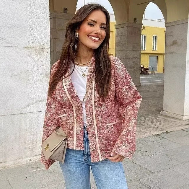 Damer quiltad kimono med blommönster Mirla-Eva Jonsson