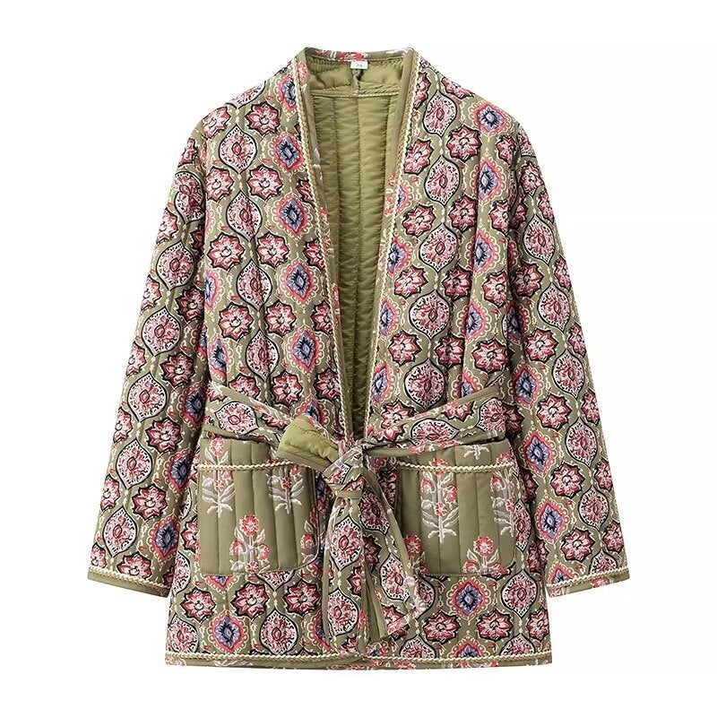 Damer quiltad kimono med blommönster Mirla-Eva Jonsson