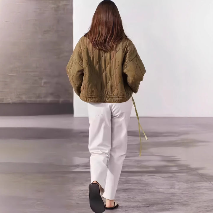 Damer quiltad oversize-jacka med hög krage och elastisk midja Mirla-Eva Jonsson