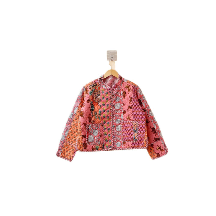 Damer quiltad patchwork-jacka med blommönster Eva Jonsson-Eva Jonsson