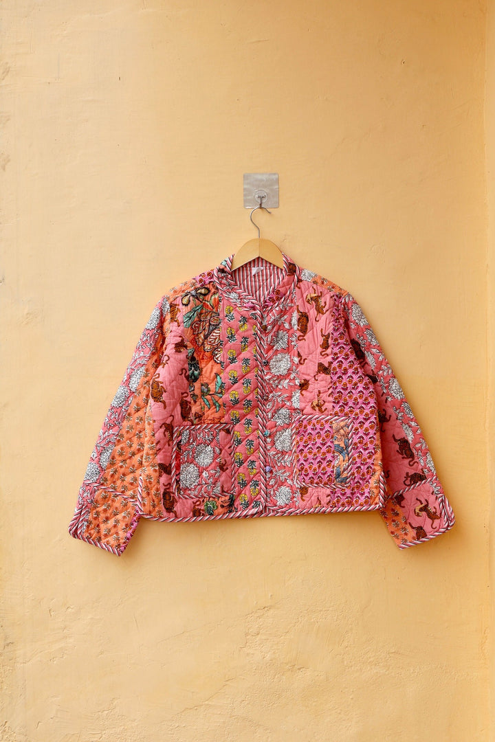 Damer quiltad patchwork-jacka med blommönster Eva Jonsson-Eva Jonsson