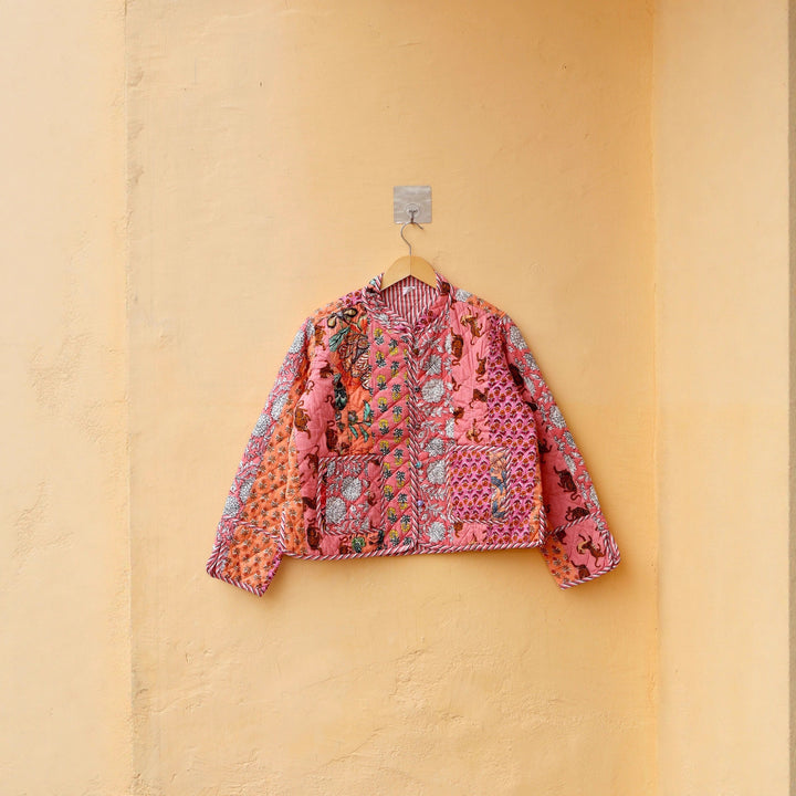 Damer quiltad patchwork-jacka med blommönster Eva Jonsson-Eva Jonsson