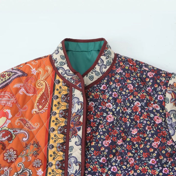Damer quiltad patchworkjacka med praktiska fickor och färgglad mönster Mirla-Eva Jonsson
