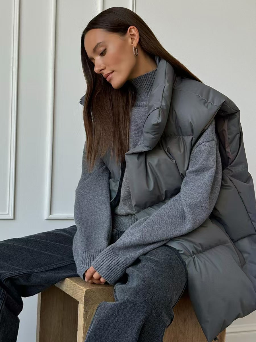 Damer quiltad väst med hög krage och fickor Mirla-Eva Jonsson