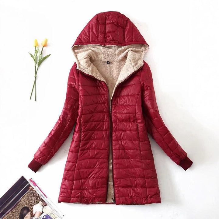 Damer quiltad vinterjacka med huva och mjukt foder Mirla-Eva Jonsson