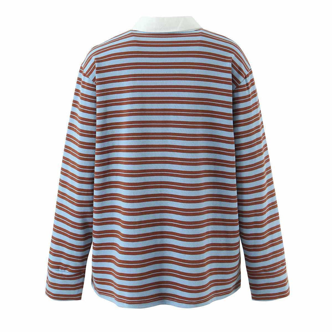 Damer randig Longsleeve Poloshirt Eva Jonsson-Eva Jonsson