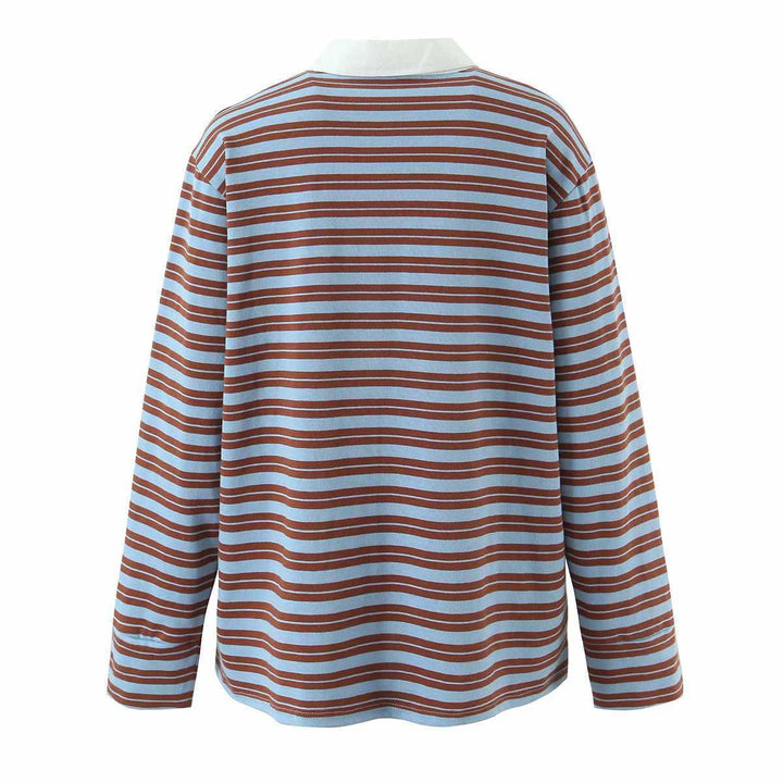 Damer randig Longsleeve Poloshirt Eva Jonsson-Eva Jonsson