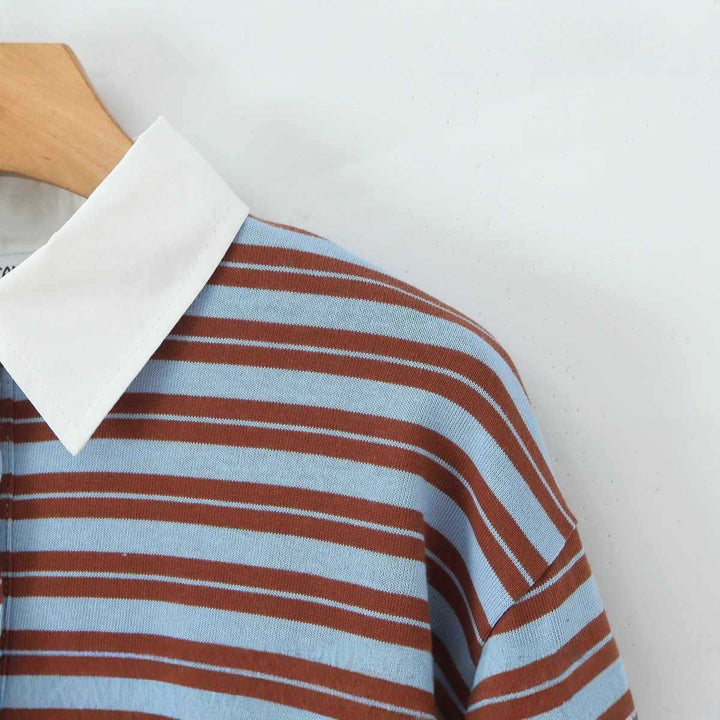 Damer randig Longsleeve Poloshirt Eva Jonsson-Eva Jonsson