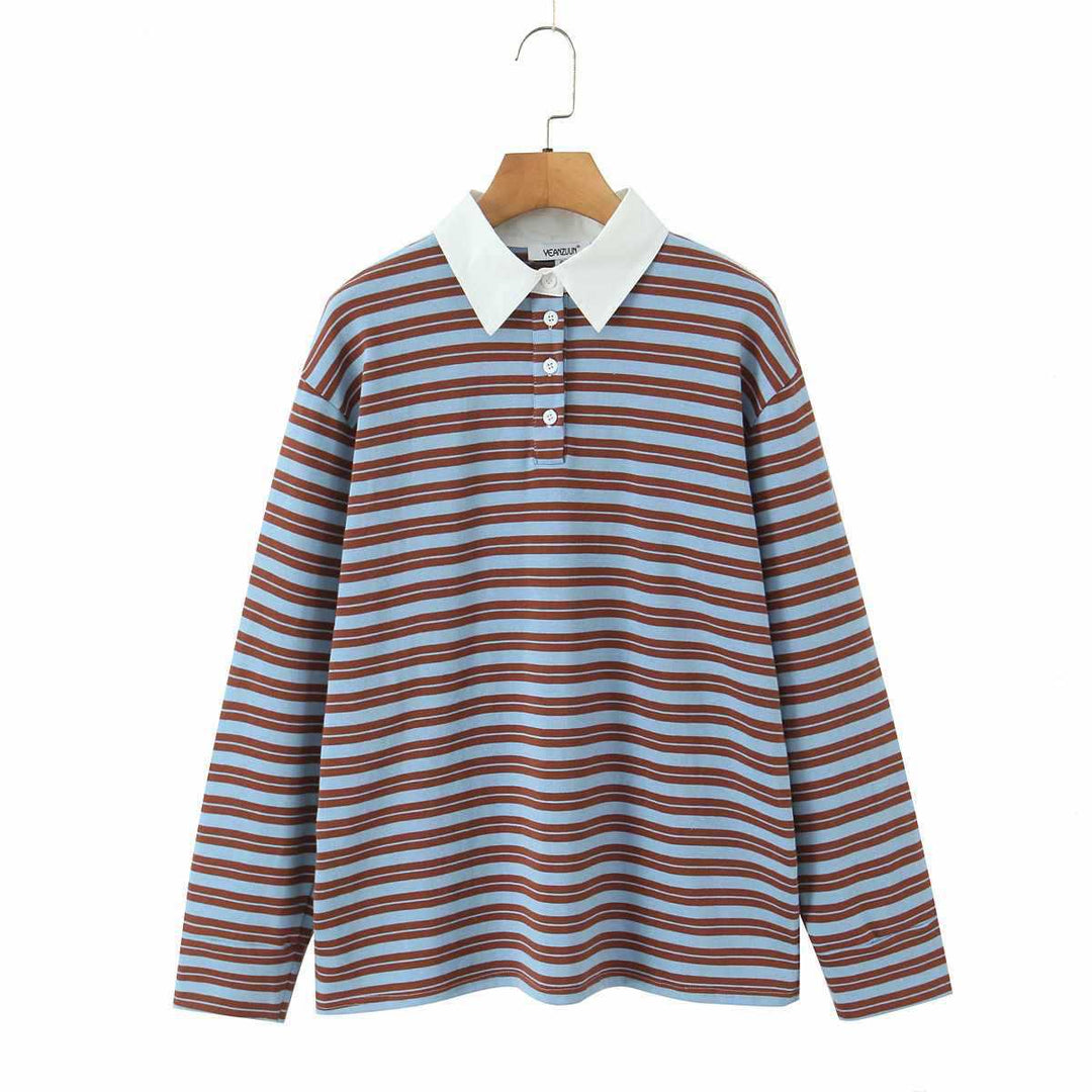 Damer randig Longsleeve Poloshirt Eva Jonsson-Eva Jonsson