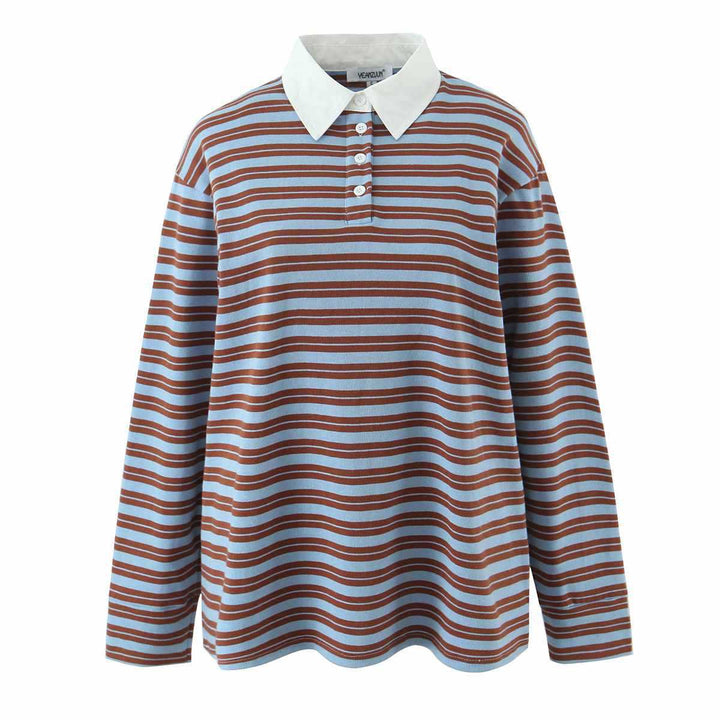 Damer randig Longsleeve Poloshirt Eva Jonsson-Eva Jonsson