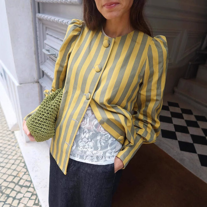 Damer randig blus med puffärmar Mirla-Eva Jonsson