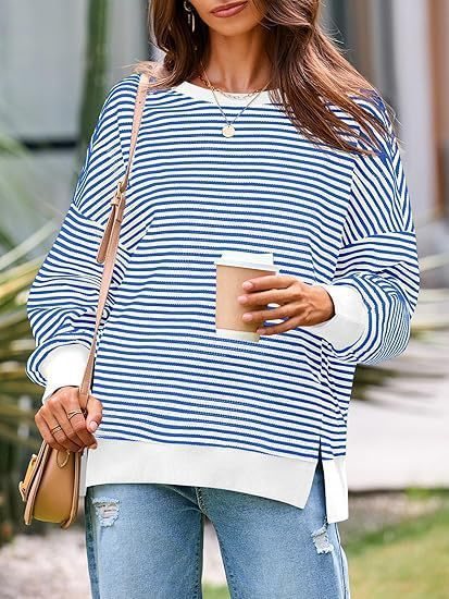 Damer randig oversized-tröja med vid passform Mirla-Eva Jonsson