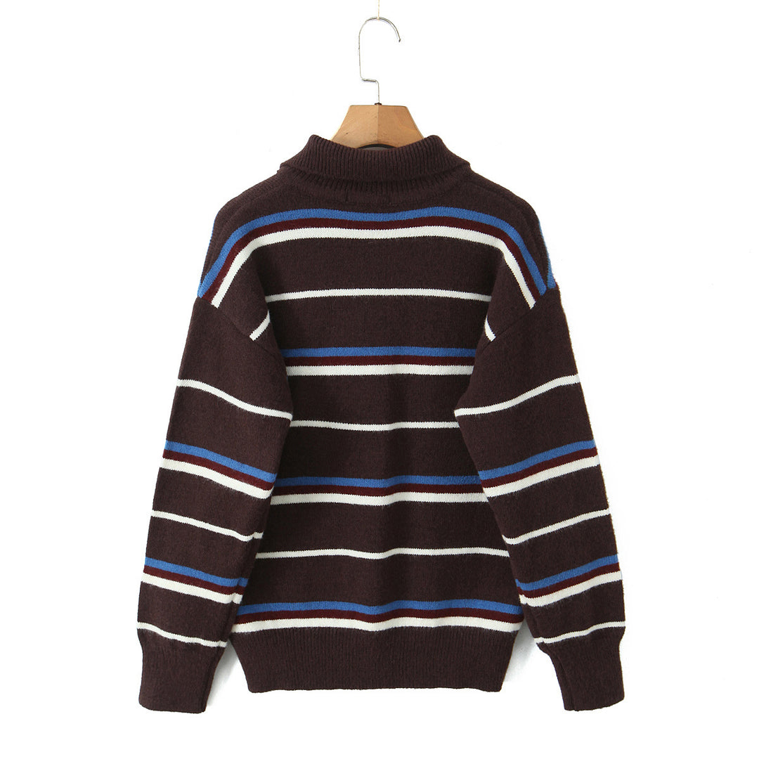 Damer randig poloshirt-stickad tröja Mirla-Eva Jonsson