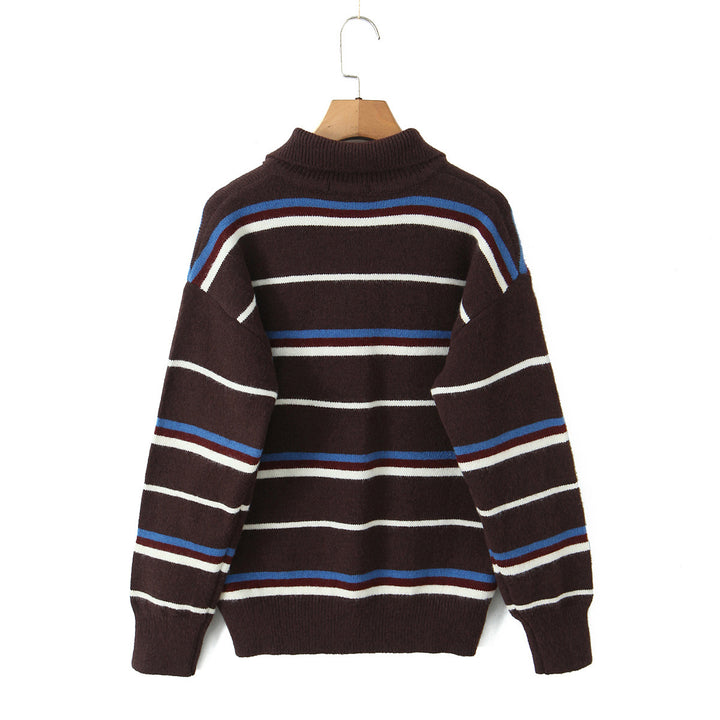 Damer randig poloshirt-stickad tröja Mirla-Eva Jonsson