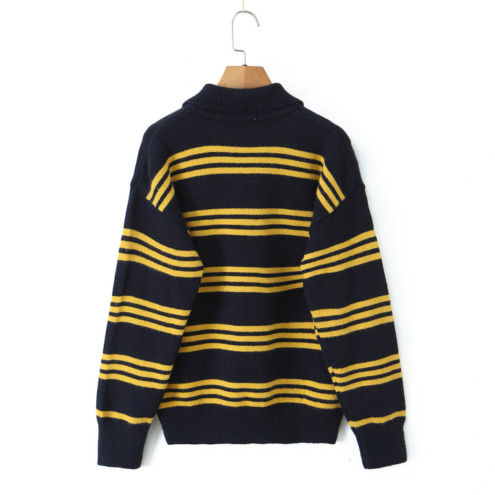 Damer randig poloshirt-stickad tröja Mirla-Eva Jonsson