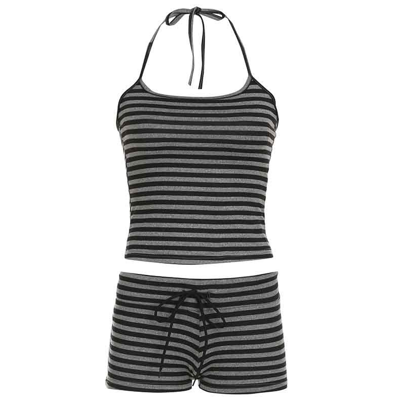 Damer randig sportöverdel och shorts set Mirla-Eva Jonsson