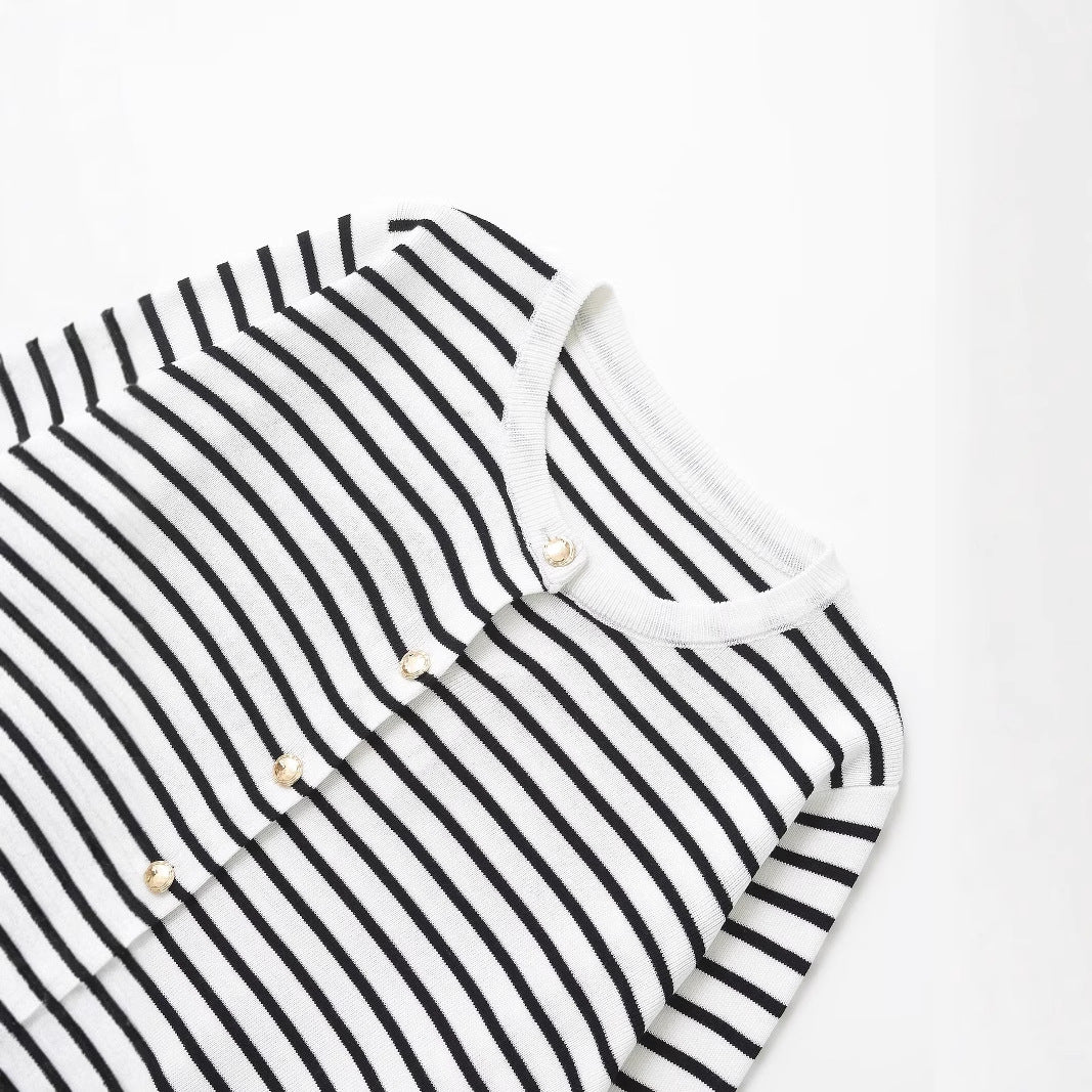 Damer randig stickad cardigan Mirla-Eva Jonsson