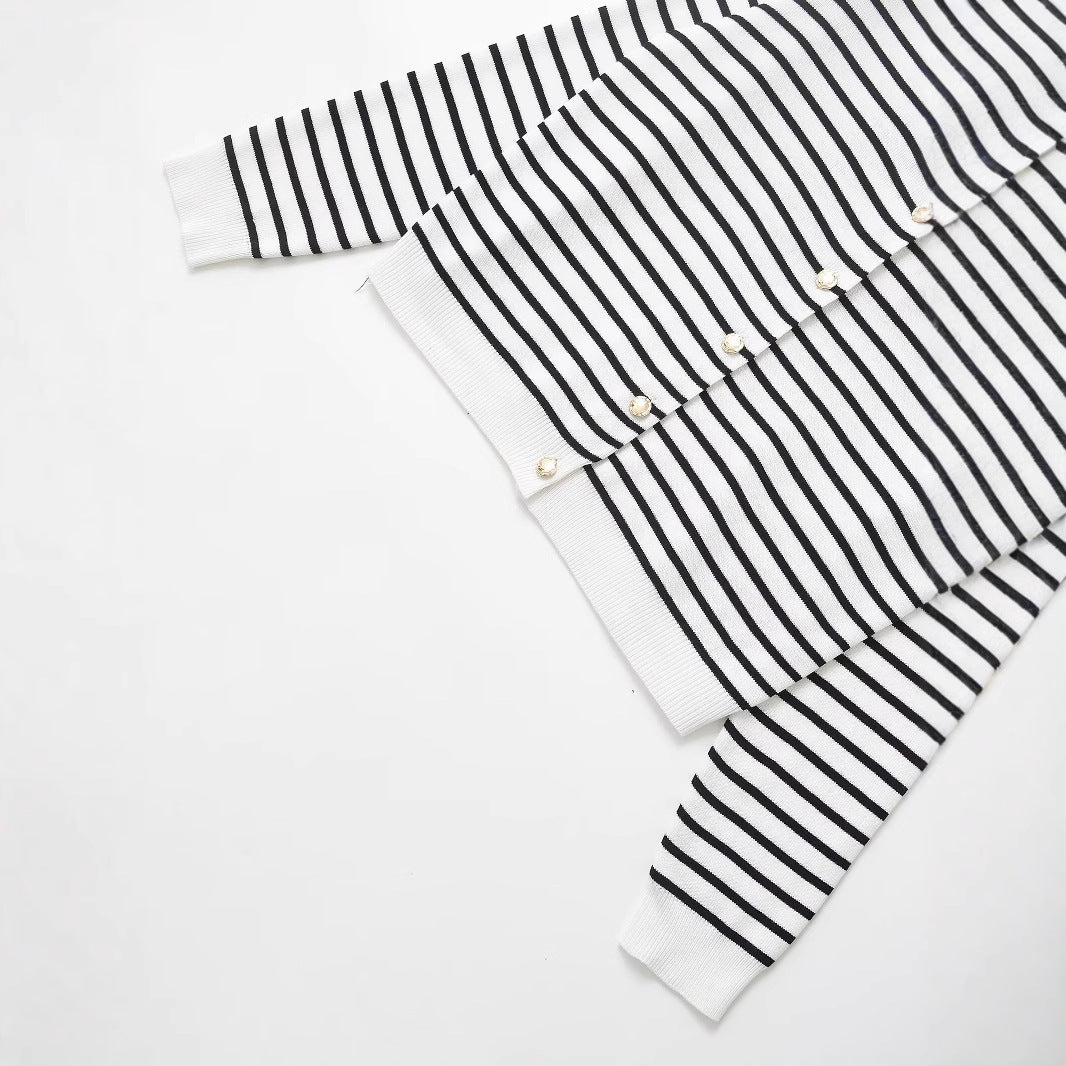 Damer randig stickad cardigan Mirla-Eva Jonsson