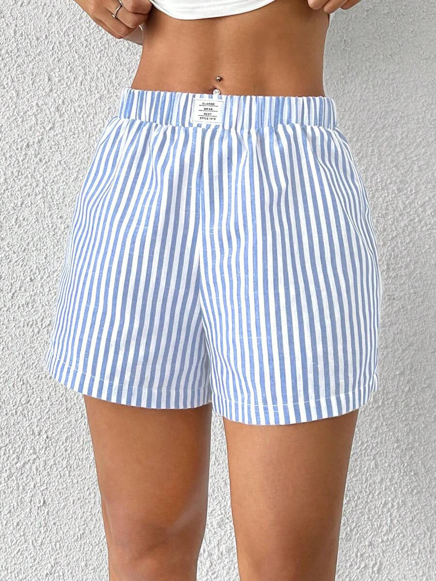 Damer randiga shorts i lätt bomull med elastisk midja Mirla-Eva Jonsson