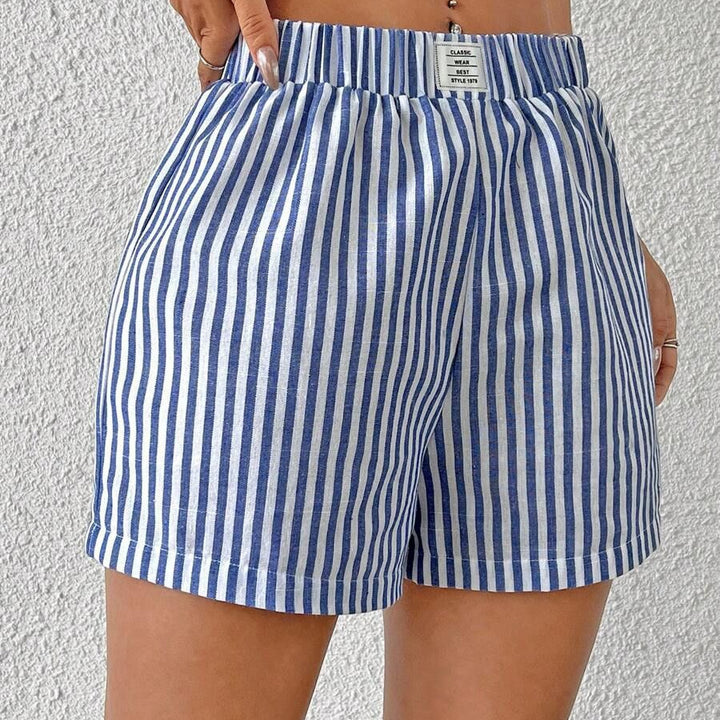 Damer randiga shorts i lätt bomull med elastisk midja Mirla-Eva Jonsson