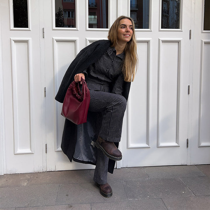 Damer randigt långärmat skjorta och byxa set Eva Jonsson-Eva Jonsson