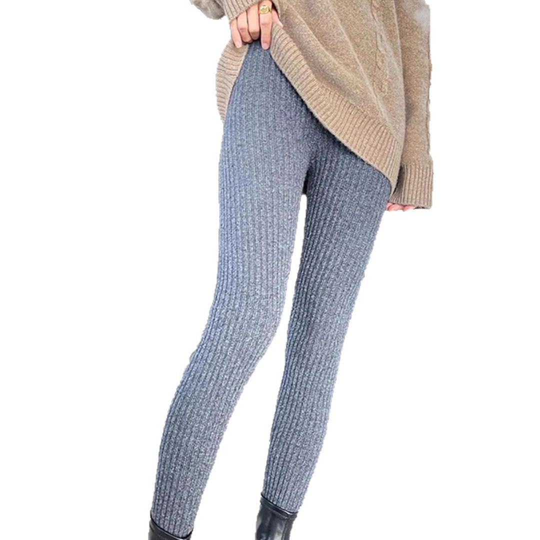 Damer ribbstickade leggings med hög midja och fin struktur Eva Jonsson-Eva Jonsson
