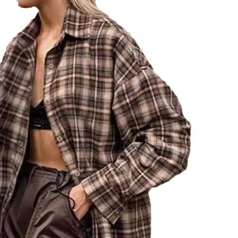 Damer rutigt overshirt i avslappnad passform med överdimensionerade ärmar Mirla-Eva Jonsson