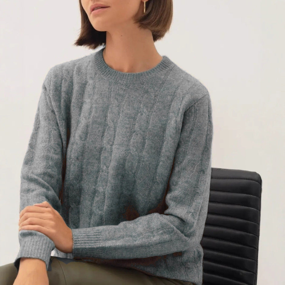 Damer ryggdesign tröja med strukturerad flätmönster Eva Jonsson-Eva Jonsson