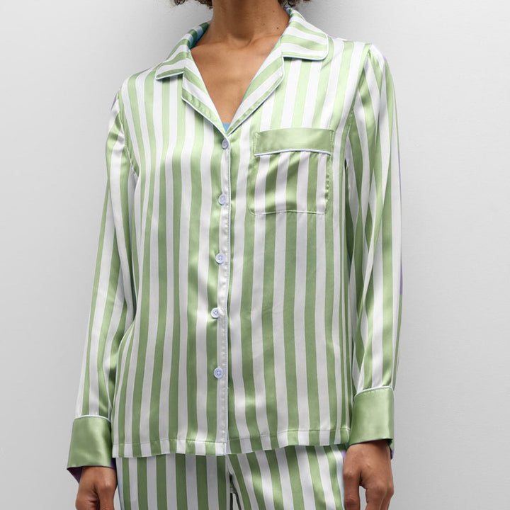 Damer satin pyjamaset med eleganta ränder Eva Jonsson-Eva Jonsson