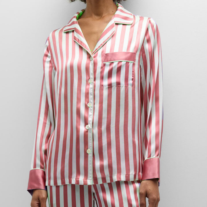 Damer satin pyjamaset med eleganta ränder Eva Jonsson-Eva Jonsson