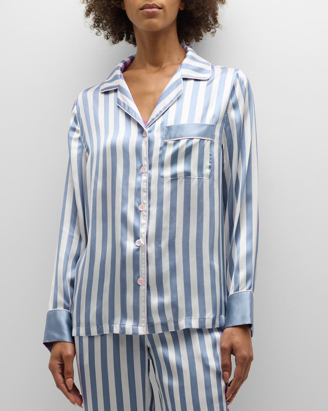 Damer satin pyjamaset med eleganta ränder Eva Jonsson-Eva Jonsson