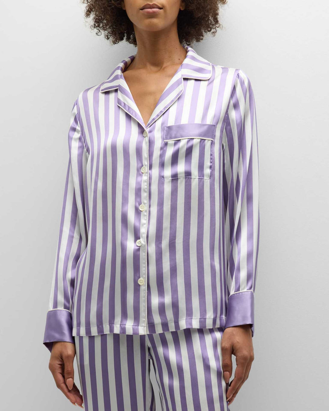 Damer satin pyjamaset med eleganta ränder Eva Jonsson-Eva Jonsson