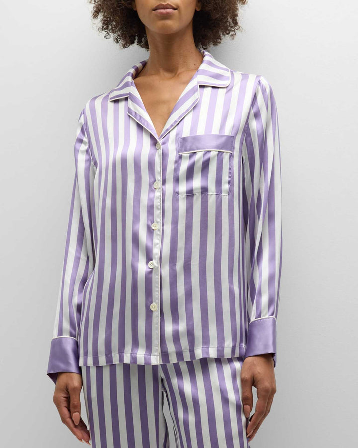 Damer satin pyjamaset med eleganta ränder Eva Jonsson-Eva Jonsson