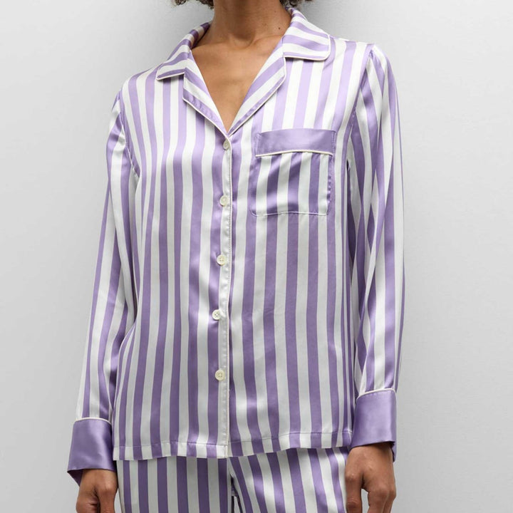 Damer satin pyjamaset med eleganta ränder Eva Jonsson-Eva Jonsson