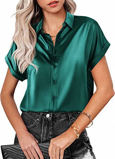 Damer satinblus med nedhasade axlar Mirla-Eva Jonsson