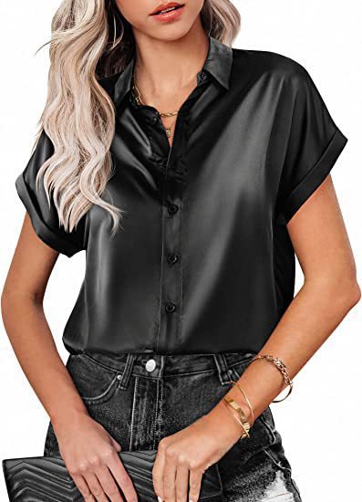 Damer satinblus med nedhasade axlar Mirla-Eva Jonsson