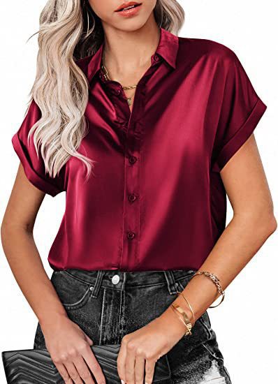 Damer satinblus med nedhasade axlar Mirla-Eva Jonsson