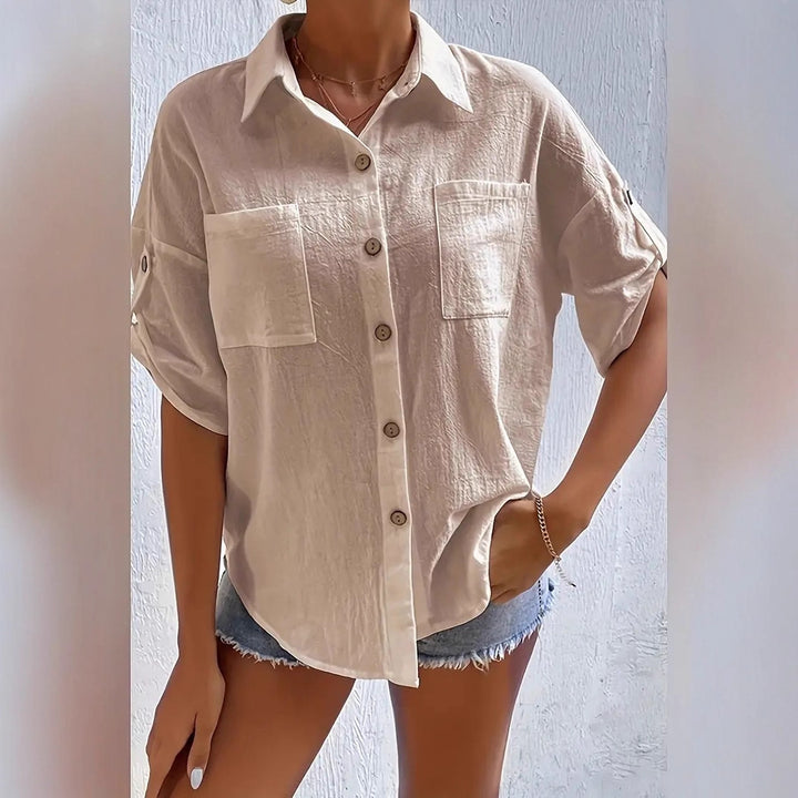 Damer skjortblus i avslappnad oversize-passform med två bröstfickor Mirla-Eva Jonsson