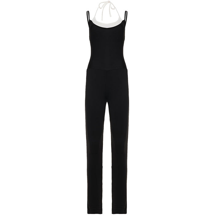 Damer smalt skuren jumpsuit med justerbara spaghettiband och hög midja Mirla-Eva Jonsson