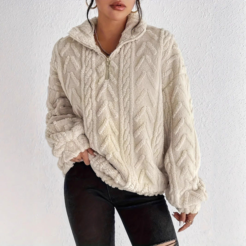 Damer snuggly fleece-tröja med hög krage och dragkedja Mirla-Eva Jonsson