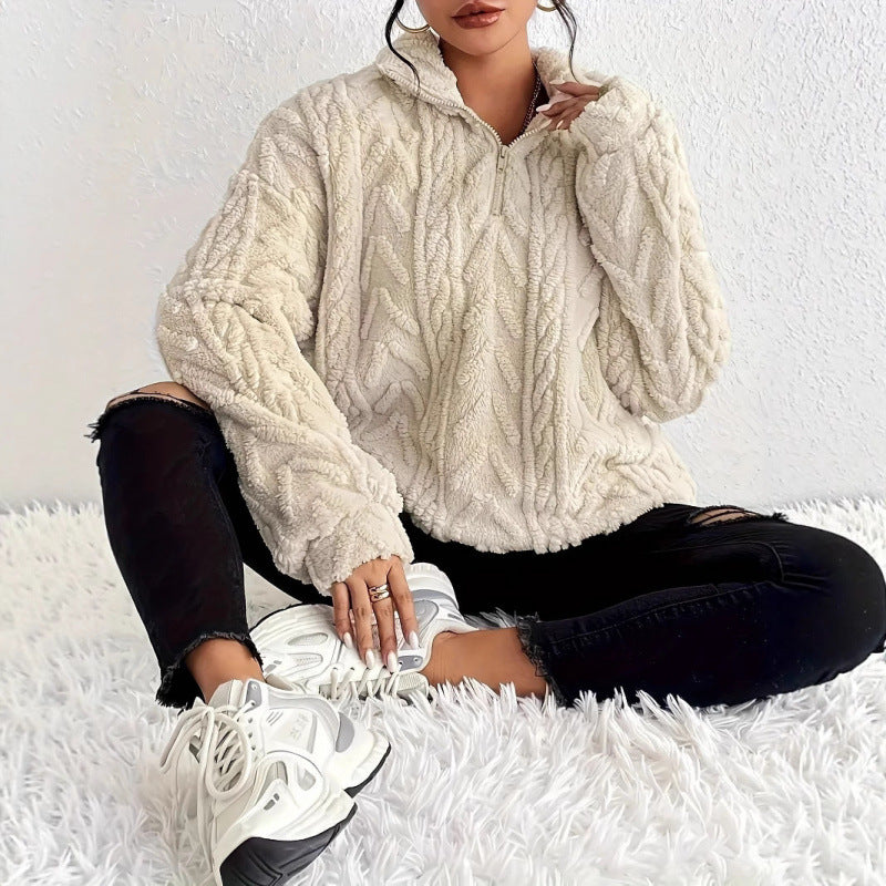 Damer snuggly fleece-tröja med hög krage och dragkedja Mirla-Eva Jonsson