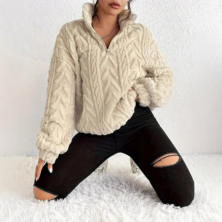 Damer snuggly fleece-tröja med hög krage och dragkedja Mirla-Eva Jonsson