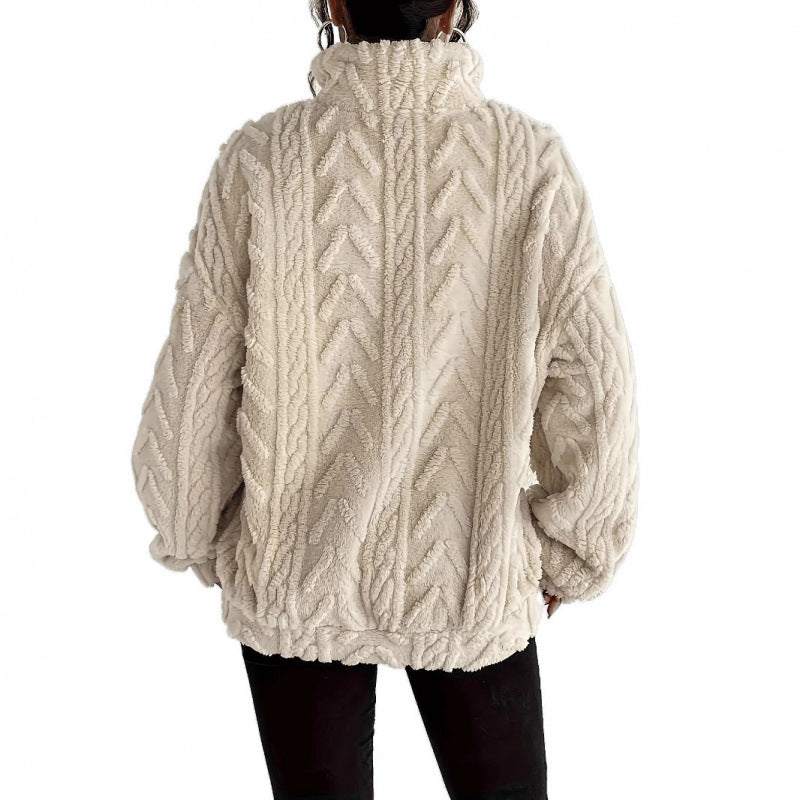 Damer snuggly fleece-tröja med hög krage och dragkedja Mirla-Eva Jonsson