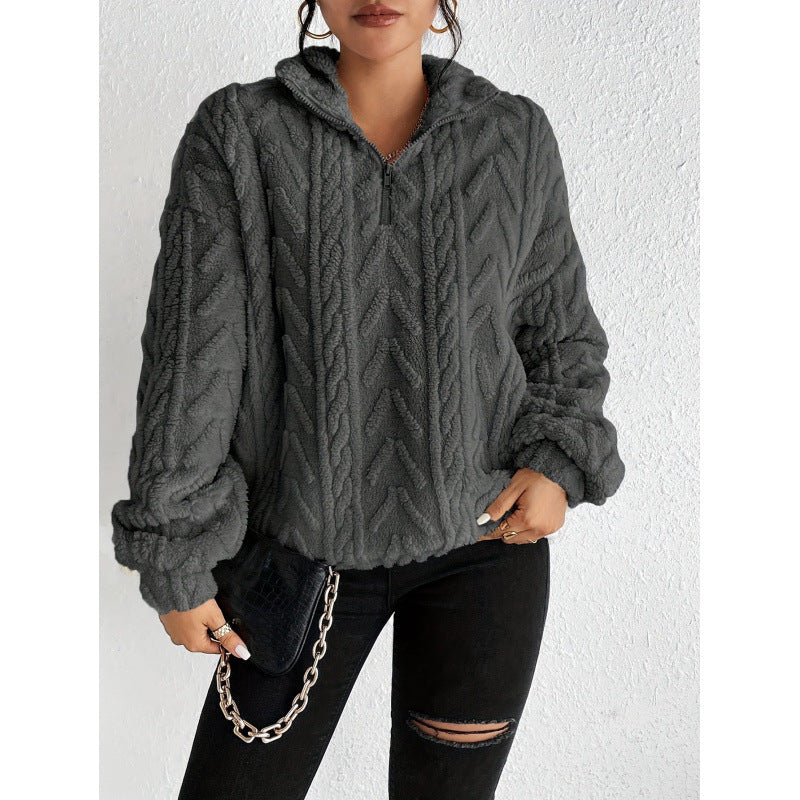 Damer snuggly fleece-tröja med hög krage och dragkedja Mirla-Eva Jonsson