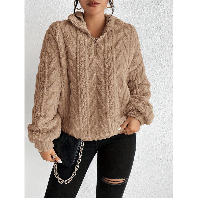 Damer snuggly fleece-tröja med hög krage och dragkedja Mirla-Eva Jonsson