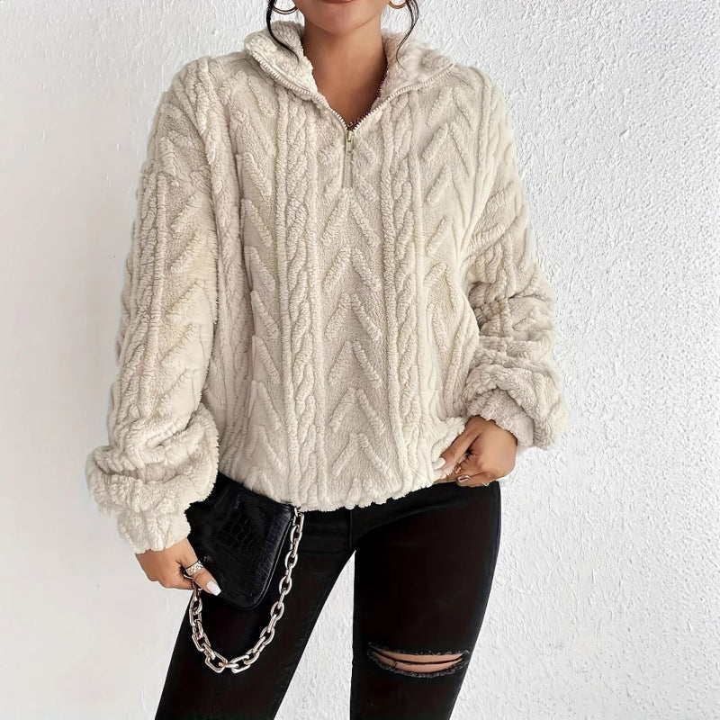 Damer snuggly fleece-tröja med hög krage och dragkedja Mirla-Eva Jonsson